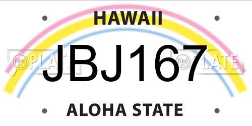 JBJ167 Hawaii License Plate