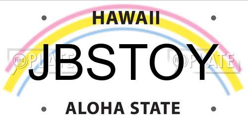 JBSTOY Hawaii License Plate
