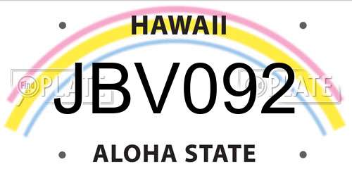 JBV092 Hawaii License Plate