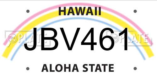 JBV461 Hawaii License Plate