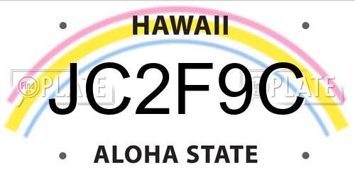 JC2F9C Hawaii License Plate