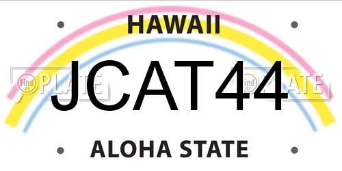 JCAT44 Hawaii License Plate
