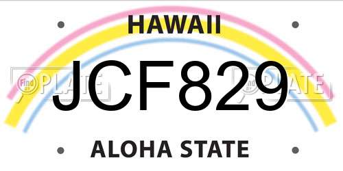 JCF829 Hawaii License Plate
