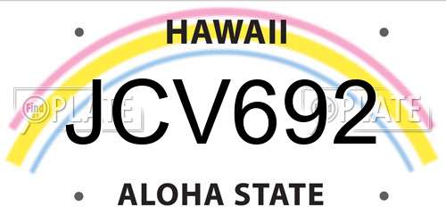 JCV692 Hawaii License Plate