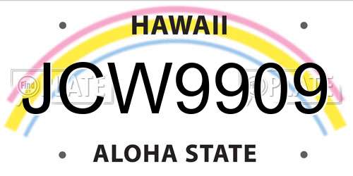 JCW9909 Hawaii License Plate