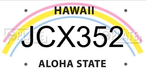 JCX352 Hawaii License Plate