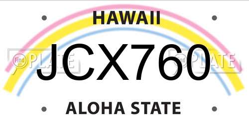 JCX760 Hawaii License Plate
