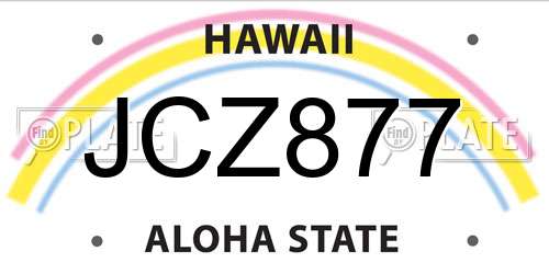 JCZ877 Hawaii License Plate