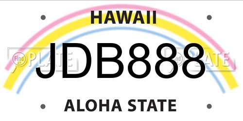 JDB888 Hawaii License Plate
