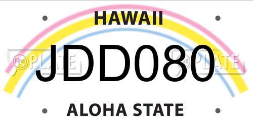 JDD080 Hawaii License Plate