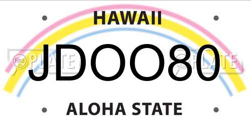 JDOO80 Hawaii License Plate