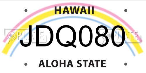 JDQ080 Hawaii License Plate