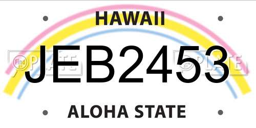JEB2453 Hawaii License Plate