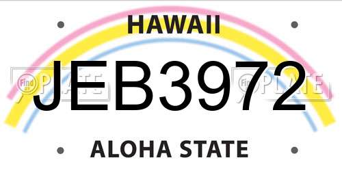 JEB3972 Hawaii License Plate