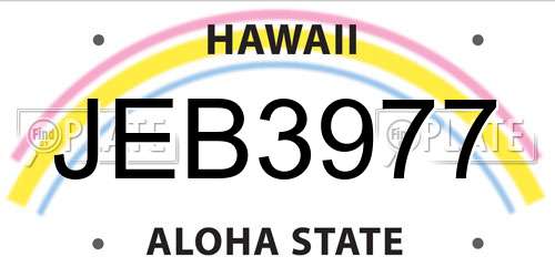 JEB3977 Hawaii License Plate