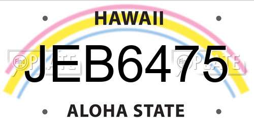 JEB6475 Hawaii License Plate