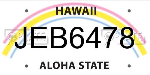 JEB6478 Hawaii License Plate