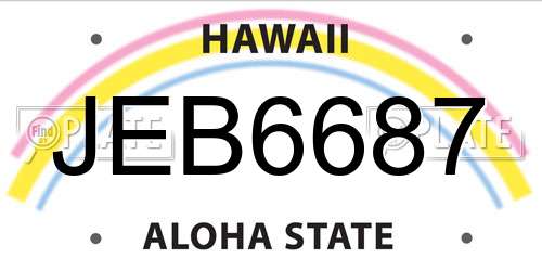 JEB6687 Hawaii License Plate