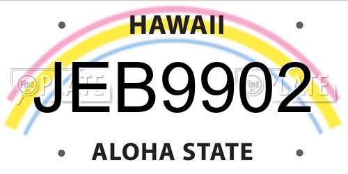 JEB9902 Hawaii License Plate