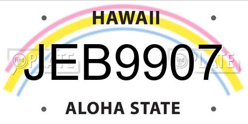 JEB9907 Hawaii License Plate