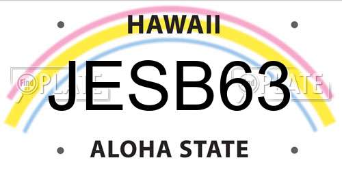 JESB63 Hawaii License Plate