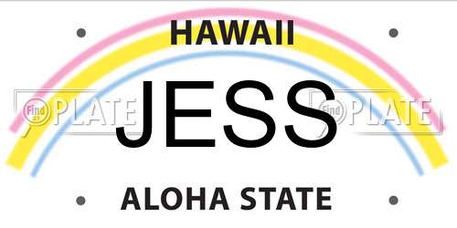 JESS Hawaii License Plate