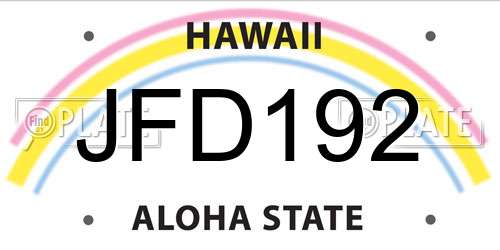 JFD192 Hawaii License Plate
