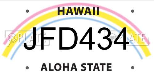 JFD434 Hawaii License Plate