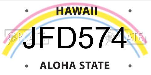 JFD574 Hawaii License Plate