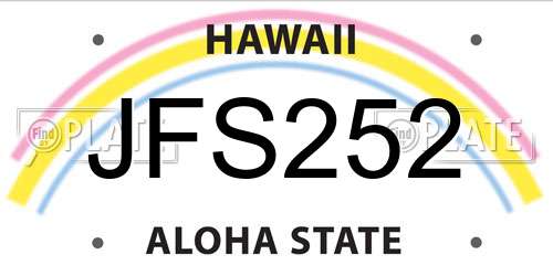 JFS252 Hawaii License Plate
