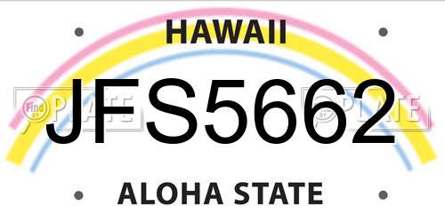 JFS5662 Hawaii License Plate