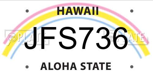 JFS736 Hawaii License Plate