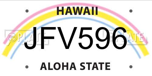 JFV596 Hawaii License Plate