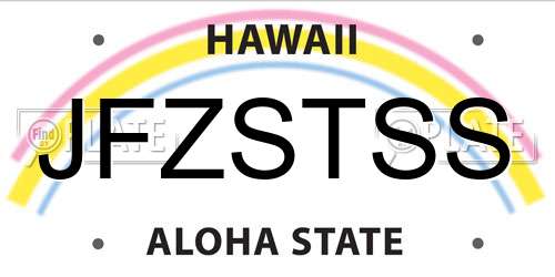 JFZSTSS Hawaii License Plate