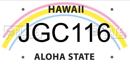JGC116 Hawaii License Plate