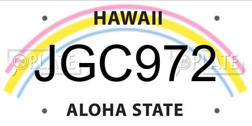 JGC972 Hawaii License Plate