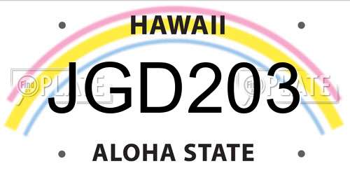 JGD203 Hawaii License Plate