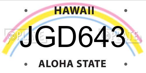 JGD643 Hawaii License Plate