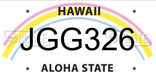 JGG326 Hawaii License Plate