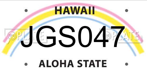 JGS047 Hawaii License Plate