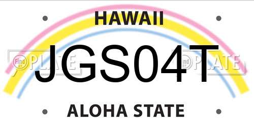 JGS04T Hawaii License Plate