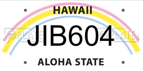 JIB604 Hawaii License Plate