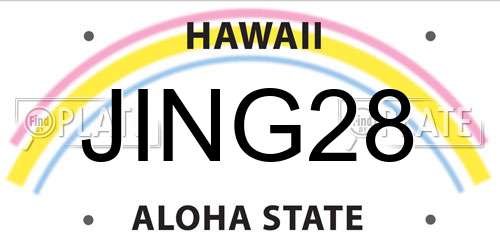 JING28 Hawaii License Plate