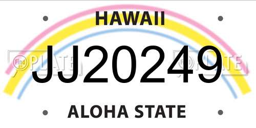 JJ20249 Hawaii License Plate