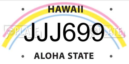 JJJ699 Hawaii License Plate