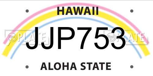 JJP753 Hawaii License Plate