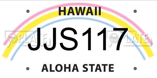 JJS117 Hawaii License Plate