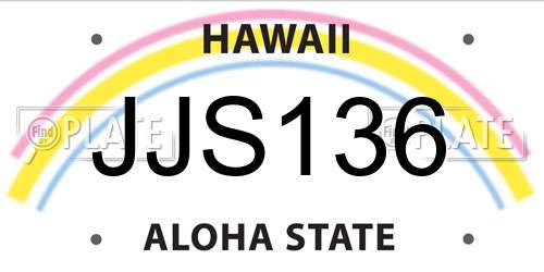 JJS136 Hawaii License Plate