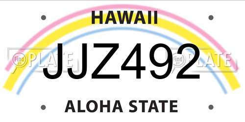 JJZ492 Hawaii License Plate