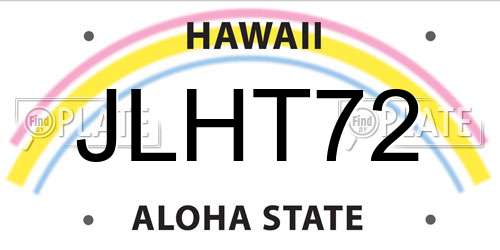 JLHT72 Hawaii License Plate